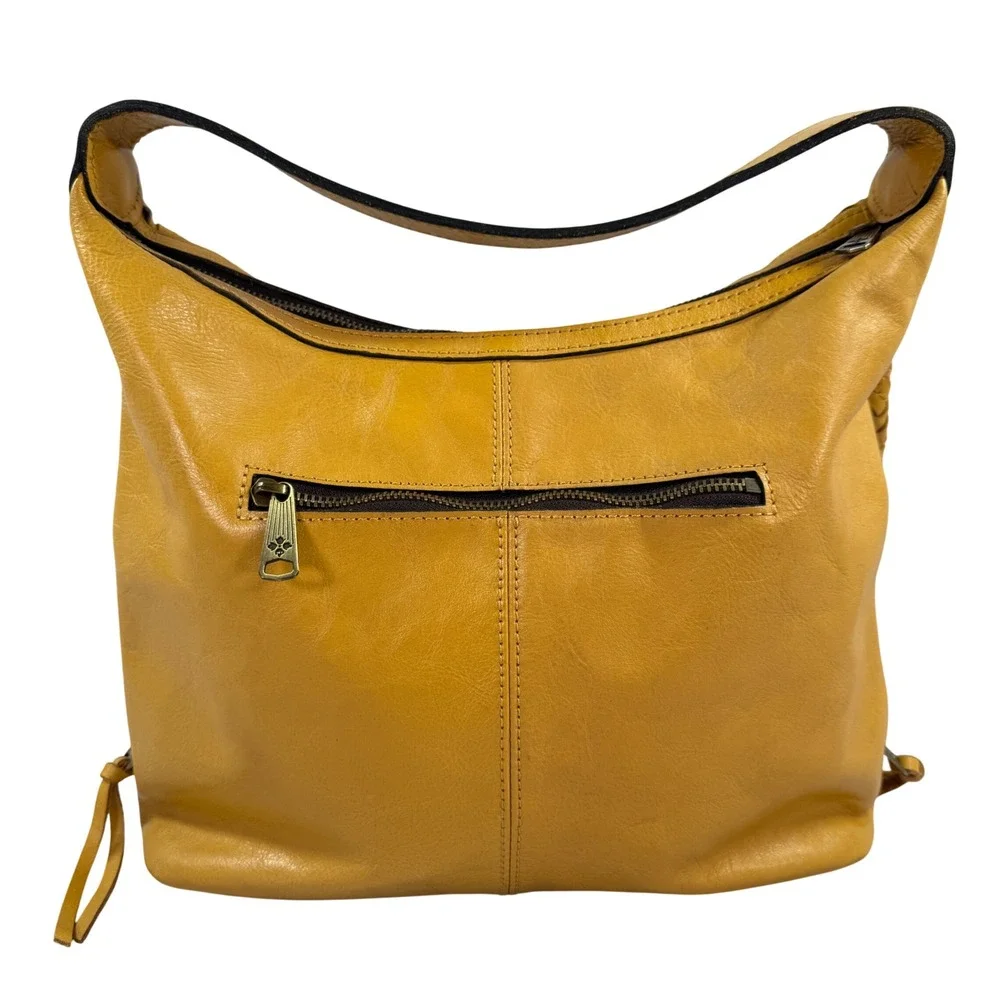 Patricia Nash Maissana Hobo Mustard Yellow Braided Stitch Leather Bag‎